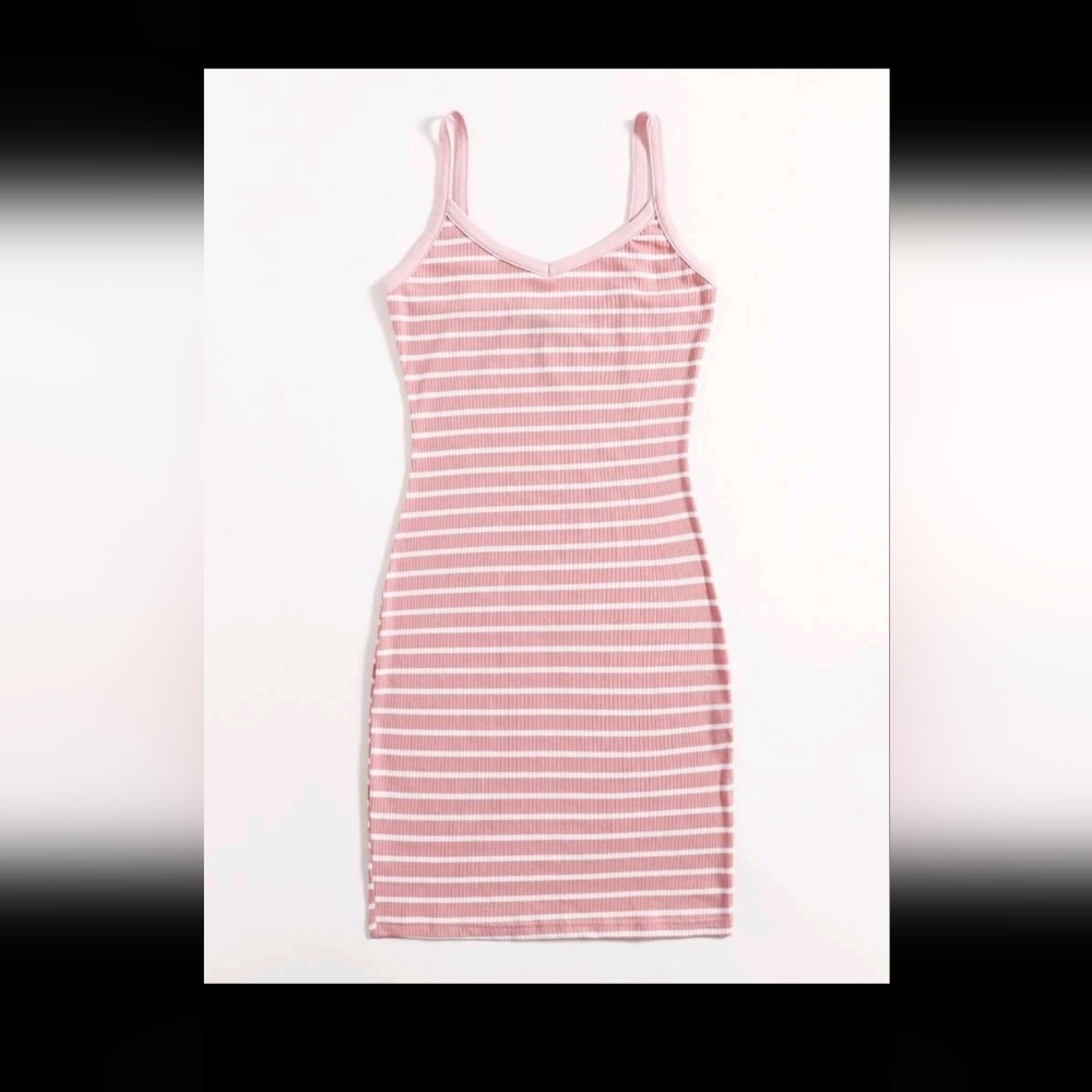 Striped Rib-knit Bodycon Dress - Picture 3 of 5